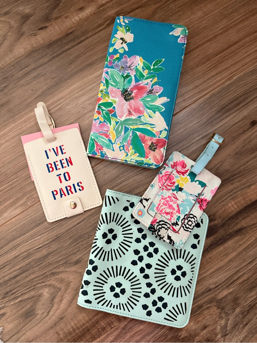 Set of Travel Accessories - bag tag, wallet, tech organization